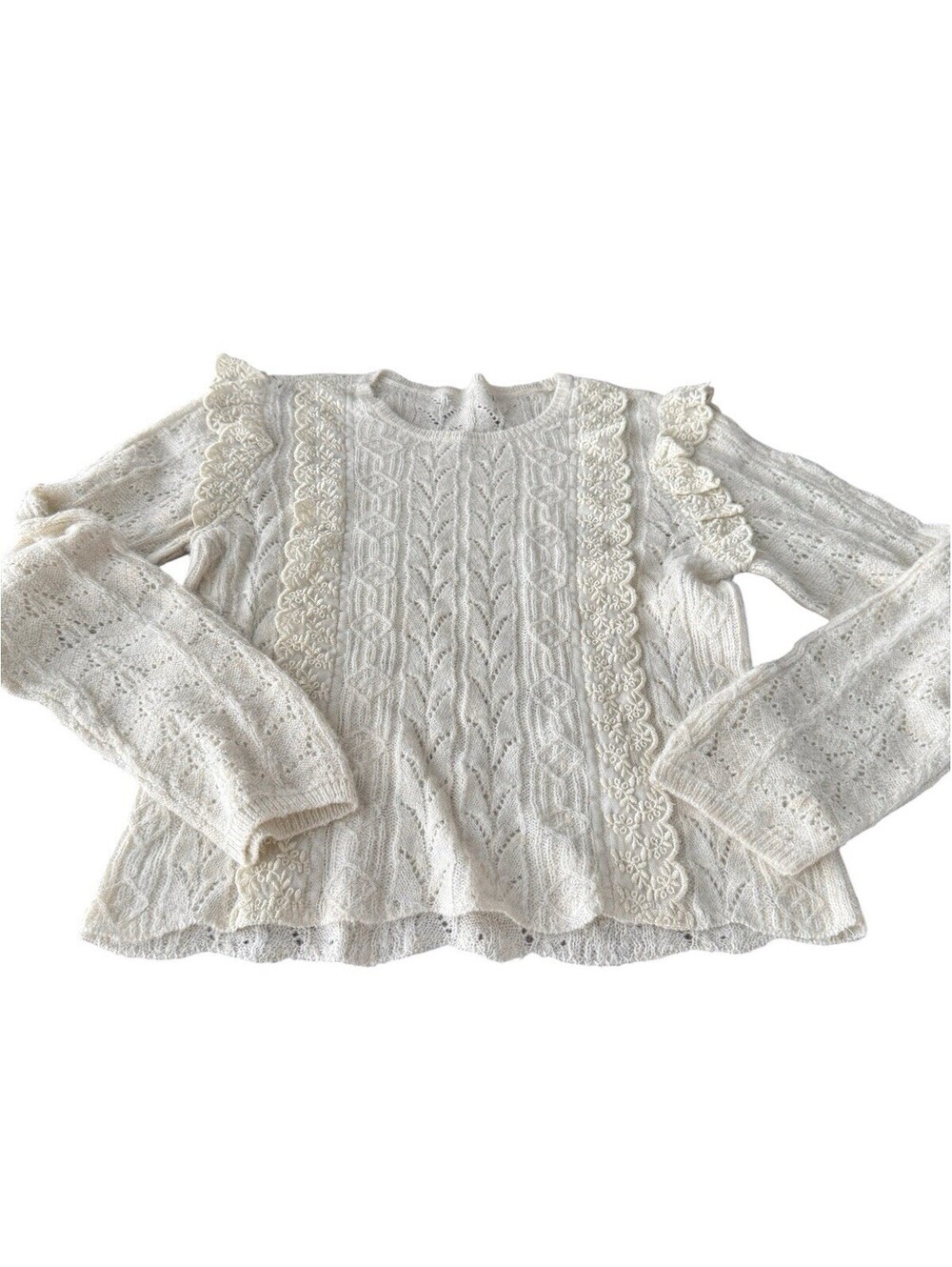 American Eagle Light Weight Sweater Size M Fairy Lace Boho